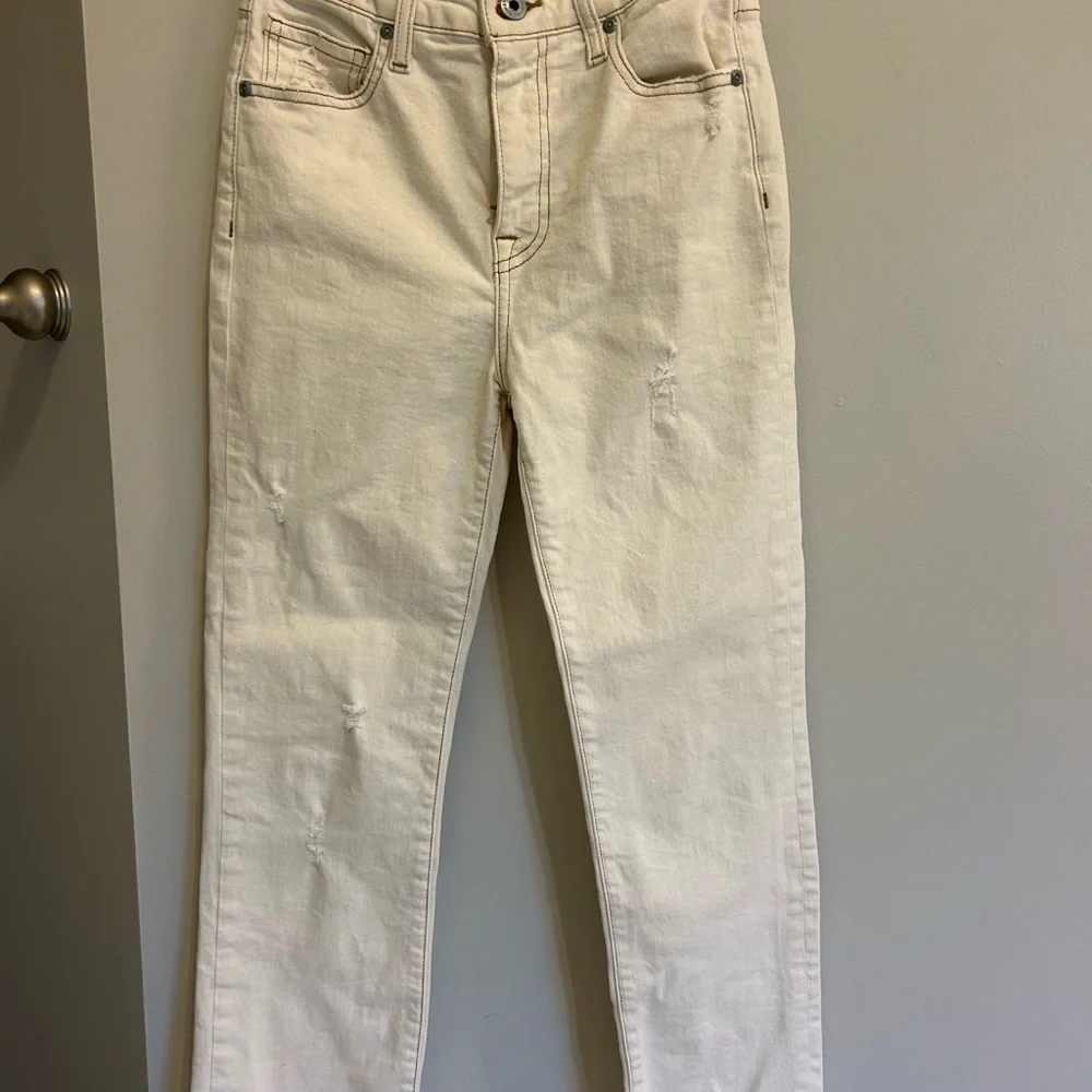 Jonathan Simkhai Cream Straight Leg Jeans - Picture 3 of 6